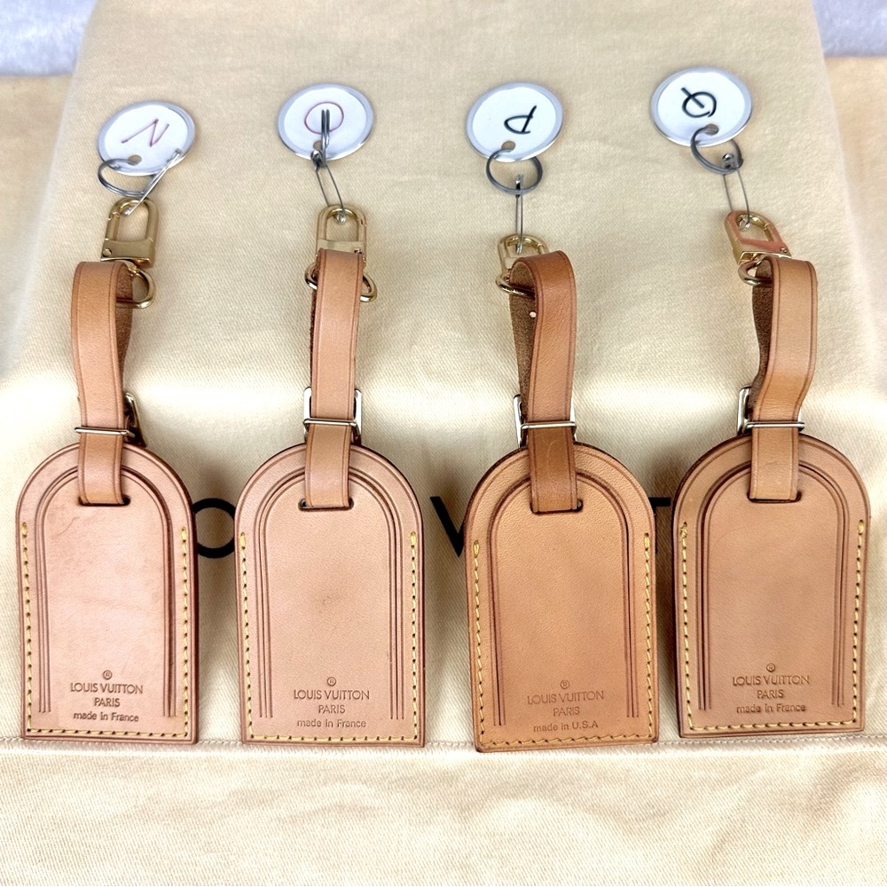 Louis Vuitton Vachetta Leather Luggage Name Tags bag charm keychain light patina